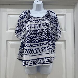 Chico's Women Size 1 Small S Drape Top Blue White Layered Tank Gauzy